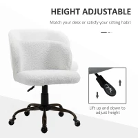 HOMCOM Faux Fur Home Office Chair, Accent Swivel Desk Chair, Makeup Vanity Seat with Adjustable Height, White(m-5)