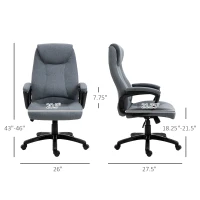 Vinsetto Fabric Home Office Chair, Computer Desk Chair with Tilt Function, Executive Chair with 360° Swivel, Adjustable Height, Padded Armrests and Headrest, Gray(m-3)