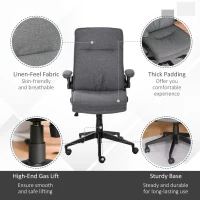 Vinsetto Ergonomic Office Chair Swivel High Back Computer Desk Chair with Adjustable Height Flip-Up Armrest, Comfy Thick Padded Cushions, Wheels, Grey(m-8)