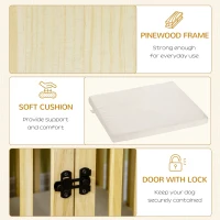 PawHut Wooden Dog Crate Furniture with Drawer Bowl Storage, Dog Kennel End Table with Cushion for Small Dogs Indoor Use, Natural(m-7)