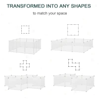 PawHut Small Animal Cage Plastic Chinchilla Cage 12 Panels for Bunny Chinchilla Guinea Pig, 18" x 14", White(m-6)