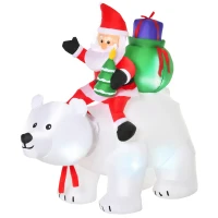 HOMCOM 6ft Christmas Inflatable Santa Claus Riding A Polar Bear with LED Lights, Blow-Up Outdoor LED Yard Display for Lawn, Garden, Party(m-11)