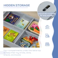 Qaba 3 Pcs Kids Table and Chair Set with Storage Under Tabletop, Activity Table and 2 Chairs, Kids Drawing Table for Playroom Furniture, Grey(m-5)