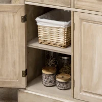 HOMCOM Sideboard Buffet Kitchen Sideboard Cabinet with 3 Drawers 3 Door Cabinets Adjustable Shelf for Living Room Natural(m-7)