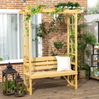 Outsunny Patio Wooden Bench, Outdoor Bench for Vines/Climbing Plants, Light Brown(m-1)