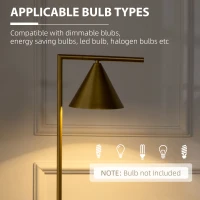 HOMCOM Floor Lamps for Living Room Bedroom Lighting, Modern Adjustable Standing Lamp, 13.75"x10.25"x60.25", Gold(m-7)