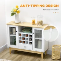 HOMCOM Bar Cabinet with Storage in 12-Bottle Wine Rack, Sideboard Buffet Cabinet Kitchen & Dining Room Cabinet, White(m-7)