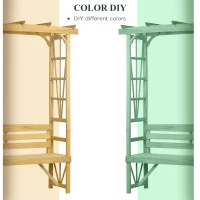 Outsunny Patio Wooden Bench, Outdoor Bench for Vines/Climbing Plants, Light Brown(m-6)