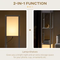 HOMCOM Modern Shelf Floor Lamp with Dual Ambient Light, Standing Lamp Living Room, Bedroom, 10.25"x10.25"x61.5", White(m-5)