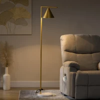 HOMCOM Floor Lamps for Living Room Bedroom Lighting, Modern Adjustable Standing Lamp, 13.75"x10.25"x60.25", Gold(m-2)