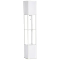 HOMCOM Modern Shelf Floor Lamp with Dual Ambient Light, Standing Lamp Living Room, Bedroom, 10.25"x10.25"x61.5", White(m-1)