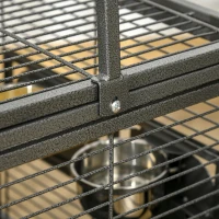 PawHut 18" Parrot Travel Carrier, Heavy Duty Wrought Iron Travel Bird Cage Carrier With Handle Perch And Accessories, Black(m-8)