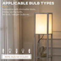 HOMCOM Modern Shelf Floor Lamp with Dual Ambient Light, Standing Lamp Living Room, Bedroom, 10.25"x10.25"x61.5", White(m-6)