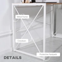 HOMCOM Folding Computer Desk, 47.25"W Home Office Writing Desk with Metal Frame, Natural(m-6)