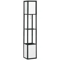 HOMCOM Modern Shelf Floor Lamp with Dual Ambient Light, Standing Lamp Living Room, Bedroom, 10.25"x10.25"x61.5", Black(m-1)