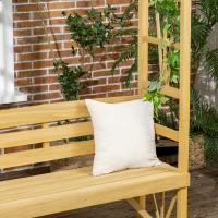 Outsunny Patio Wooden Bench, Outdoor Bench for Vines/Climbing Plants, Light Brown(m-10)