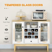 HOMCOM Bar Cabinet with Storage in 12-Bottle Wine Rack, Sideboard Buffet Cabinet Kitchen & Dining Room Cabinet, White(m-5)