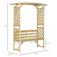 Outsunny Patio Garden Bench, Wooden Bench, Outdoor Bench for Vines/Climbing Plants, Natural(m-3)