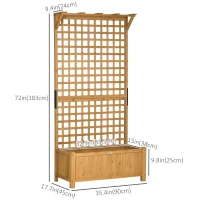 Outsunny Wood Planter with Trellis for Vine Climbing, Raised Garden Bed, Privacy Screen for Backyard, Patio, Deck, Yellow(m-3)