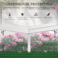 Outsunny Steel Planters for Outdoor Plants with Greenhouse Galvanized Raised Garden Bed for Flowers, Herbs and Vegetables, Green(m-5)