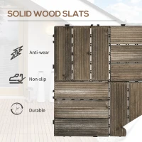 Outsunny 27 Pcs Wood Interlocking Deck Tiles, 12 x 12in Outdoor Flooring Tiles for Indoor and Outdoor Use, Tools Free Assembly, Charcoal Grey(m-4)