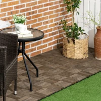 Outsunny 27 Pcs Wood Interlocking Deck Tiles, 12 x 12in Outdoor Flooring Tiles for Indoor and Outdoor Use, Tools Free Assembly, Charcoal Grey(m-1)