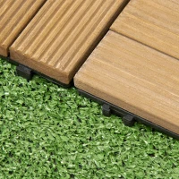 Outsunny 54 Pcs Wood Interlocking Deck Tiles, 12 x 12in Outdoor Flooring Tiles for Indoor and Outdoor Use, Tools Free Assembly, Brown(m-8)