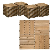 Outsunny 54 Pcs Wood Interlocking Deck Tiles, 12 x 12in Outdoor Flooring Tiles for Indoor and Outdoor Use, Tools Free Assembly, Brown(m-2)