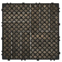Outsunny 27 Pcs Wood Interlocking Deck Tiles, 12 x 12in Outdoor Flooring Tiles for Indoor and Outdoor Use, Tools Free Assembly, Charcoal Grey(m-7)