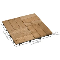 Outsunny 54 Pcs Wood Interlocking Deck Tiles, 12 x 12in Outdoor Flooring Tiles for Indoor and Outdoor Use, Tools Free Assembly, Brown(m-3)