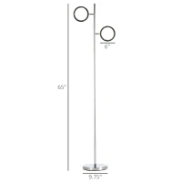 HOMCOM Ultra-Bright Floor Lamp with 180° Adjustable LED Lighting for Bedroom, Living Room Office, Tree Standing Lamp, 9.75" x 9.75" x 65"(m-3)