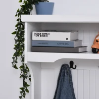 HOMCOM 64.5"H Hall Tree with Storage Drawer & Top Shelf, Coat Rack Wooden Entryway Storage Bench Hall Tree Hallway Clothes Bag Coat Rack 4 Hooks, White(m-8)