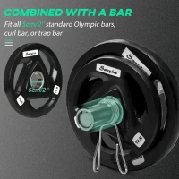 Soozier Olympic Weight Plates, Tri-Grip Free Weights Rubber Coated with 2'' Holes for Strength Training, 2 x 11lbs + 2 x 22lbs(m-6)