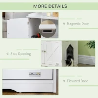 PawHut Wide & Large Cat Litter Box Furniture Hidden Farmhouse Table with Magnetic Doors, Big Covered Kitty Litter Box Enclosure Cabinet with Shelves, Pet Furniture Cat Gift Side Table, White(m-6)