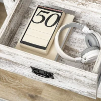 HOMCOM Industrial Sideboard Buffet Cabinet, Kitchen Cabinet with 2 Drawers, 2 Doors, Adjustable Shelf Coffee Bar Cabinet, Distressed White(m-7)