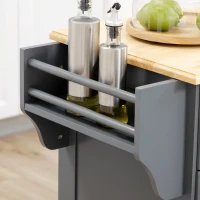 HOMCOM Triple-Cabinet Kitchen Island on Wheels, Kitchen Storage Cabinet with Drawers, Rolling Utility Cart Dark Gray(m-8)