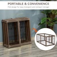 PawHut 24.5" Heavy-Duty Pet Playpen, Foldable Dog Exercise Pen, Roomy Small Dog Fence with Door, Double Locking Latches, for Indoor or Outdoor Use, Brown(m-6)