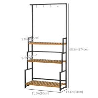 Outsunny 3 Tiered Plant Stand with Hanging Hooks, Flower Pot Holder for Indoor Outdoor Porch Balcony Living Room Bedroom(m-3)