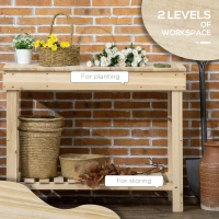 Outsunny Outdoor Potting Bench Wood Potting Table with Hidden Storage Box & Lower Shelf for Garden, Yard, Greenhouse(m-5)