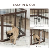 PawHut 24.5" Heavy-Duty Pet Playpen, Foldable Dog Exercise Pen, Roomy Small Dog Fence with Door, Double Locking Latches, for Indoor or Outdoor Use, Brown(m-5)
