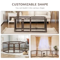 PawHut 24.5" Heavy-Duty Pet Playpen, Foldable Dog Exercise Pen, Roomy Small Dog Fence with Door, Double Locking Latches, for Indoor or Outdoor Use, Brown(m-4)