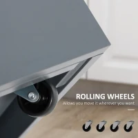 HOMCOM Triple-Cabinet Kitchen Island on Wheels, Kitchen Storage Cabinet with Drawers, Rolling Utility Cart Dark Gray(m-6)