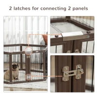 PawHut 24.5" Heavy-Duty Pet Playpen, Foldable Dog Exercise Pen, Roomy Small Dog Fence with Door, Double Locking Latches, for Indoor or Outdoor Use, Brown(m-7)