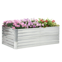 Outsunny Galvanized Raised Garden Bed, Steel Outdoor Planters with Reinforced Rods, 71" x 36" x 23", Silver