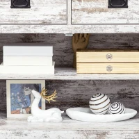 HOMCOM Industrial Sideboard Buffet Cabinet, Kitchen Cabinet with 2 Drawers, 2 Doors, Adjustable Shelf Coffee Bar Cabinet, Distressed White(m-9)