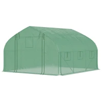 Outsunny 11.5' x 10' x 6.5' Walk-in Tunnel Greenhouse, Green House with Zippered Mesh Door, 7 Mesh Windows & Roll-up Sidewalls, Upgraded Gardening Plant Hot House with Galvanized Steel Hoops, Green(m-8)