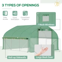 Outsunny 11.5' x 10' x 6.5' Walk-in Tunnel Greenhouse, Green House with Zippered Mesh Door, 7 Mesh Windows & Roll-up Sidewalls, Upgraded Gardening Plant Hot House with Galvanized Steel Hoops, Green(m-4)
