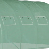 Outsunny 13' x 10' x 6.5' Walk-in Tunnel Greenhouse with 2 Zippered Mesh Doors & 10 Mesh Windows, Upgraded Gardening Plant Hot House with Galvanized Steel Hoops, Green(m-9)