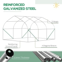 Outsunny 11.5' x 10' x 6.5' Walk-in Tunnel Greenhouse, Green House with Zippered Mesh Door, 7 Mesh Windows & Roll-up Sidewalls, Upgraded Gardening Plant Hot House with Galvanized Steel Hoops, Green(m-6)