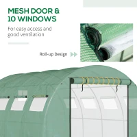 Outsunny 13' x 10' x 6.5' Walk-in Tunnel Greenhouse with 2 Zippered Mesh Doors & 10 Mesh Windows, Upgraded Gardening Plant Hot House with Galvanized Steel Hoops, Green(m-4)